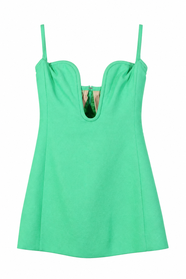 Valentino Mint Green Sleeveless Mini Dress with Sculpted Sweetheart Neckline