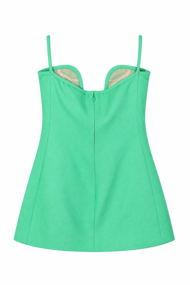 Valentino Mint Green Sleeveless Mini Dress with Sculpted Sweetheart Neckline