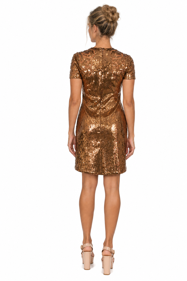 Valentino Sequined Short-Sleeve Mini Dress