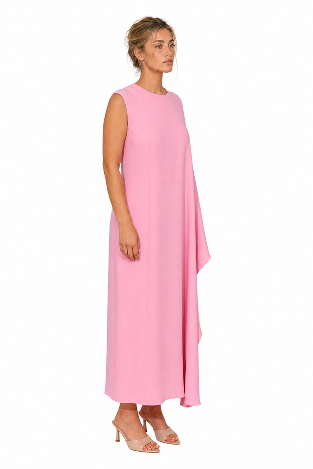Valentino Garavani Asymmetric Drape Cape Column Maxi Dress