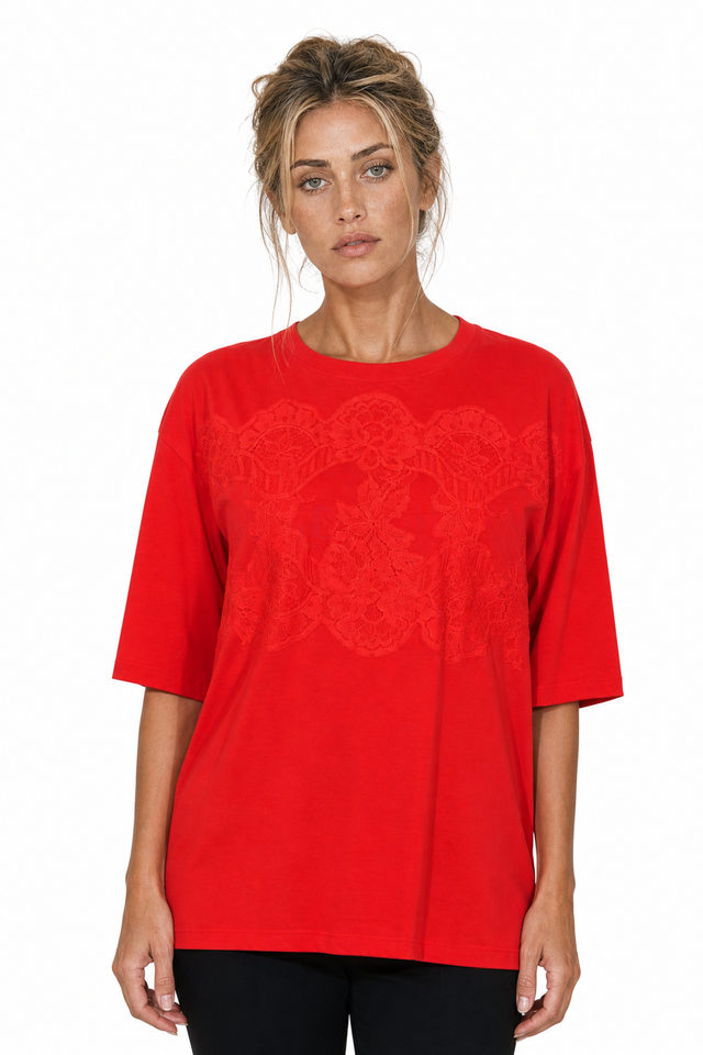Valentino Garavani Floral Lace Front Oversized T-Shirt