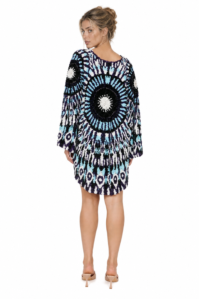 Valentino Sequined Tie-Dye Sunburst Kaftan Mini Dress