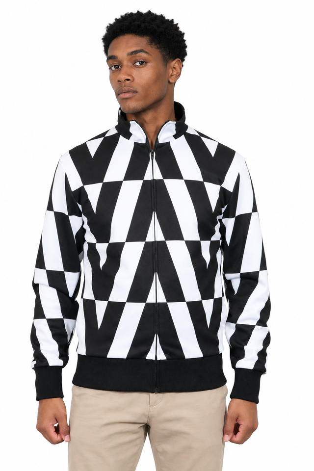 Valentino V-Optical Track Jacket in Black/White