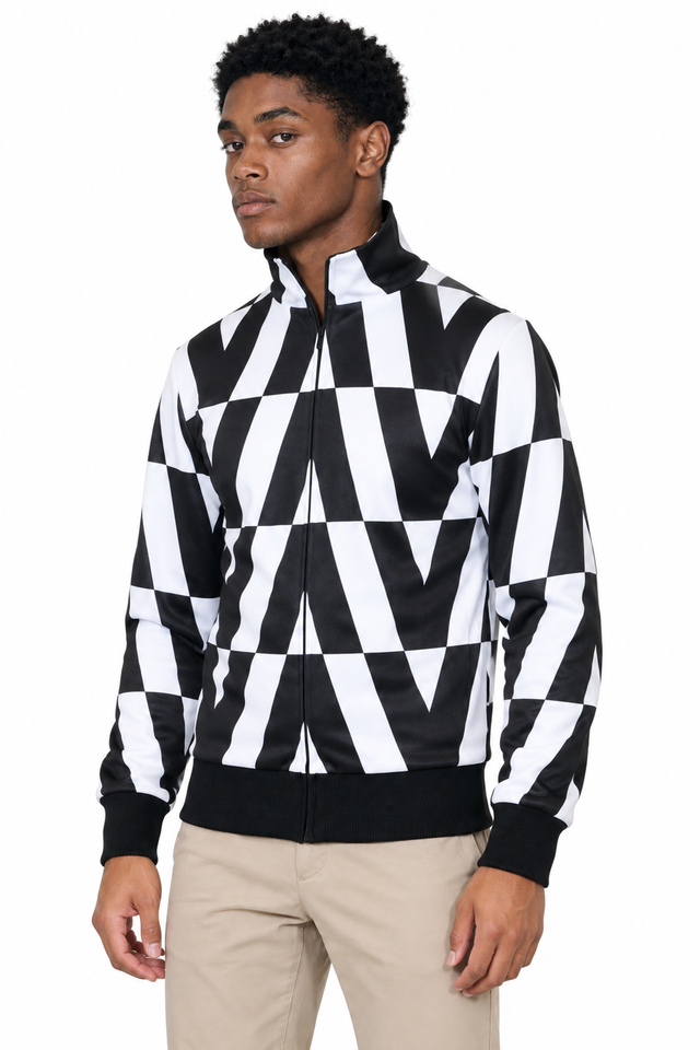 Valentino V-Optical Track Jacket in Black/White