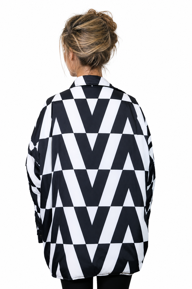 Valentino Black and White Geometric Puffer Jacket
