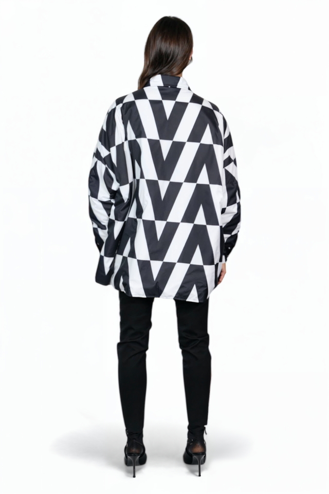 Valentino Black and White Geometric Puffer Jacket