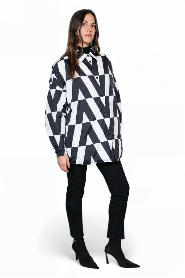 Valentino Black and White Geometric Puffer Jacket