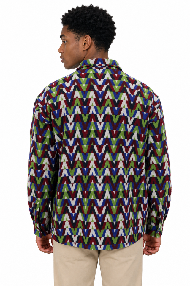 Valentino V-Optical Wool Overshirt Jacket