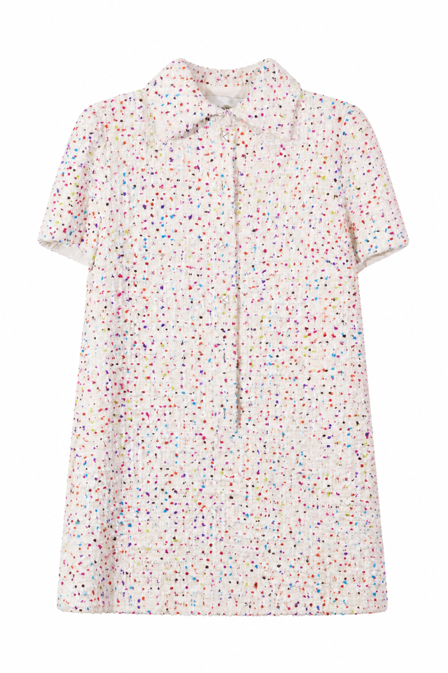 Valentino Confetti Bouclé Tweed Shift Mini Dress