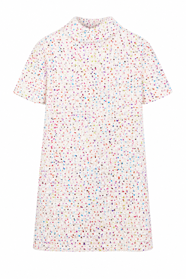 Valentino Confetti Bouclé Tweed Shift Mini Dress
