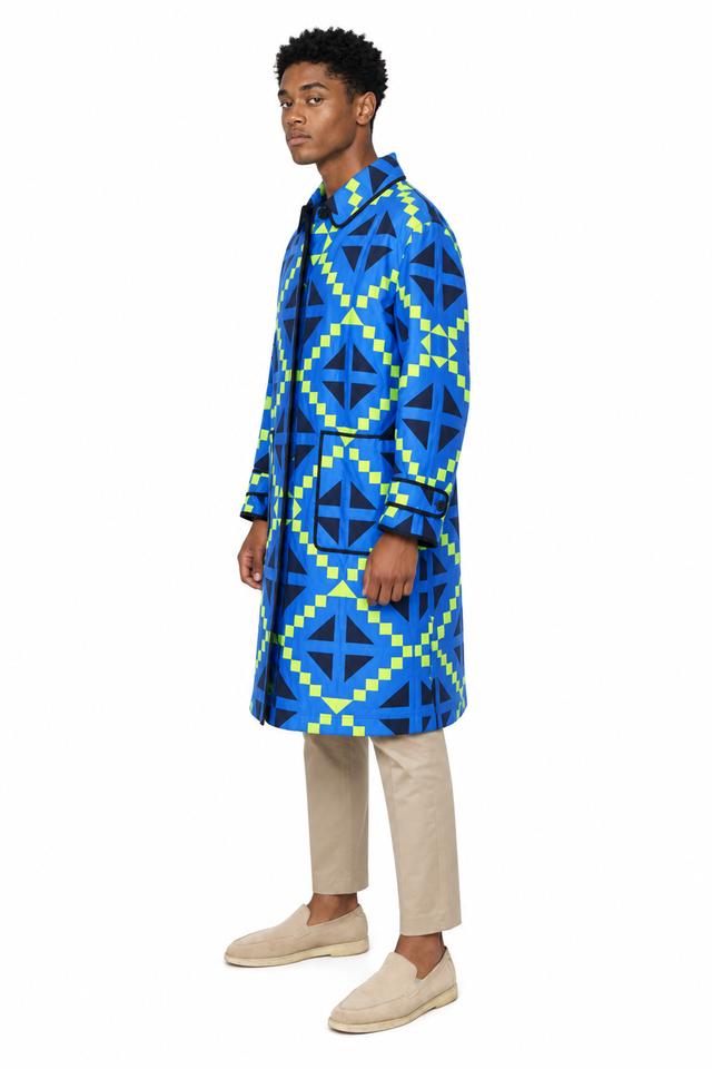 Valentino Geometric Printed Single-Breasted Trench Coat