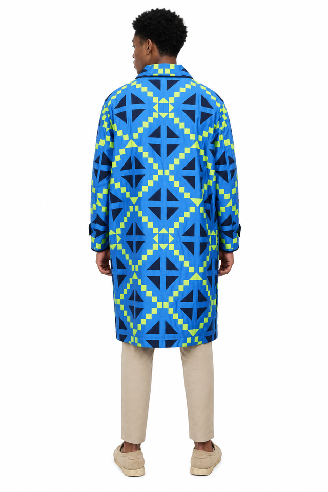 Valentino Geometric Printed Single-Breasted Trench Coat
