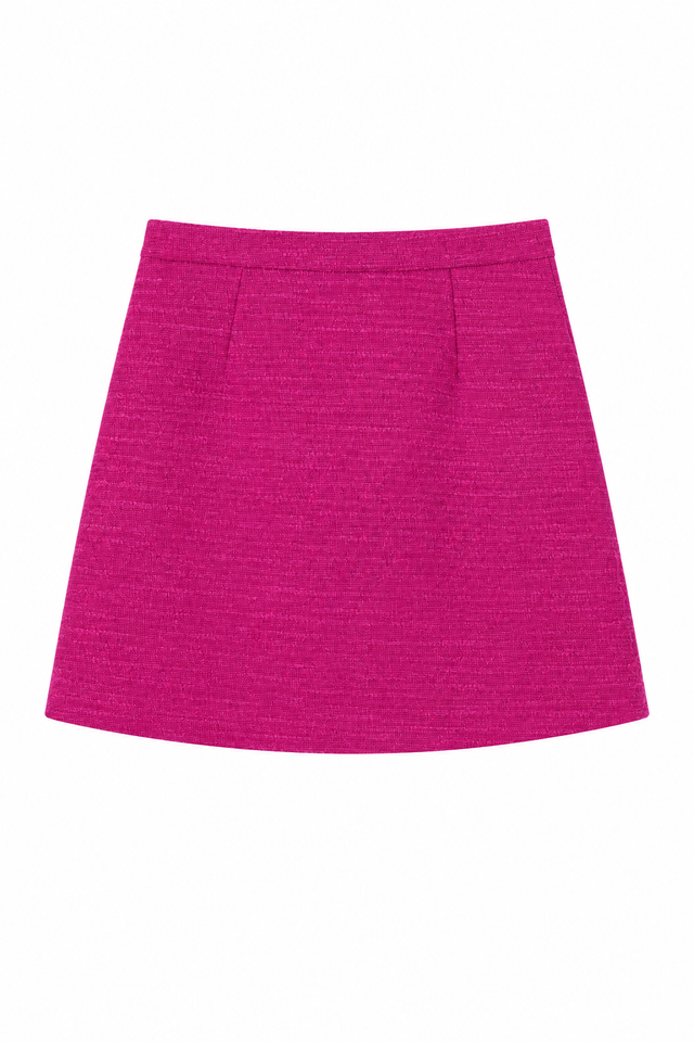 Valentino Fuchsia Textured Mini Skirt with Signature Stud Accents