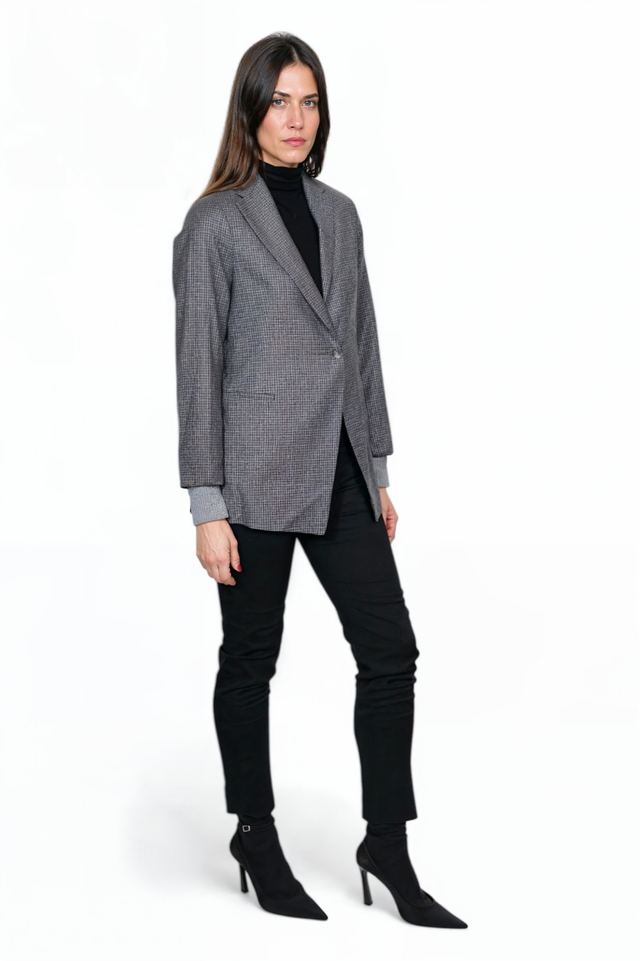 Fabiana Filippi Single-Button Gray Blazer