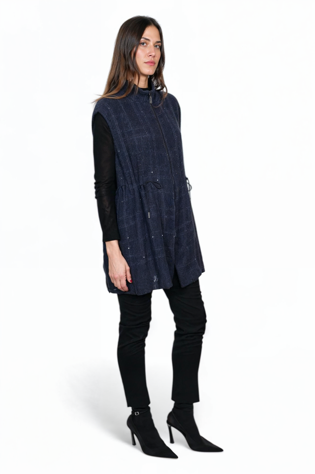 Fabiana Filippi Midnight Speckled Zip-Up Sleeveless Vest