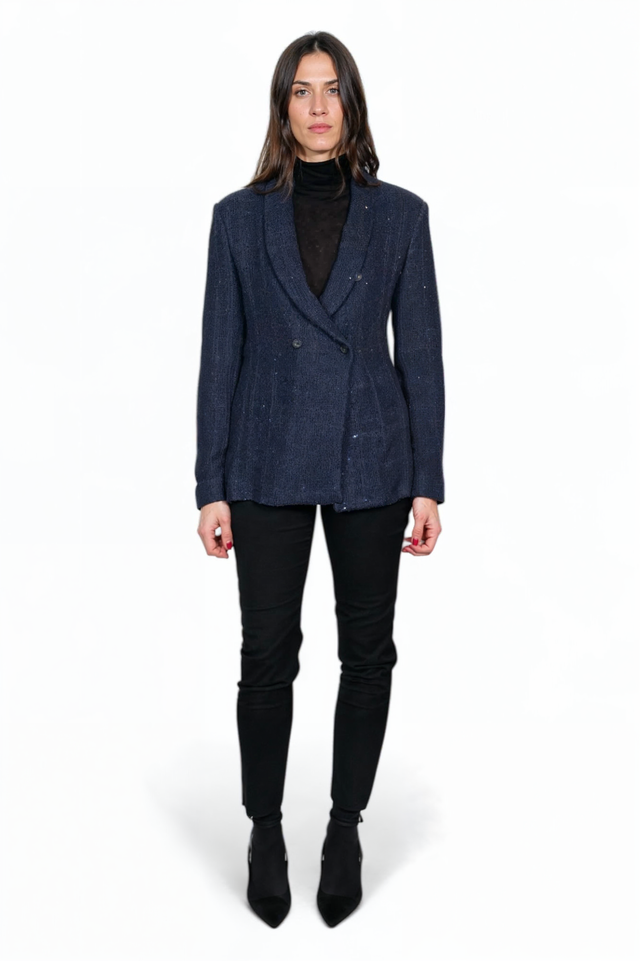 Fabiana Filippi Midnight Speckled Double-Breasted Blazer