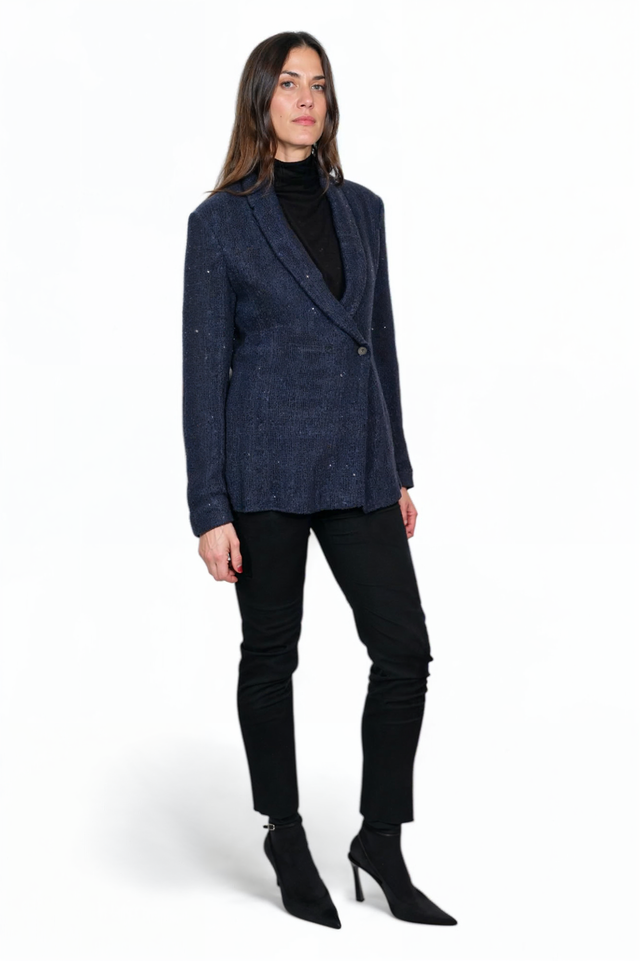 Fabiana Filippi Midnight Speckled Double-Breasted Blazer