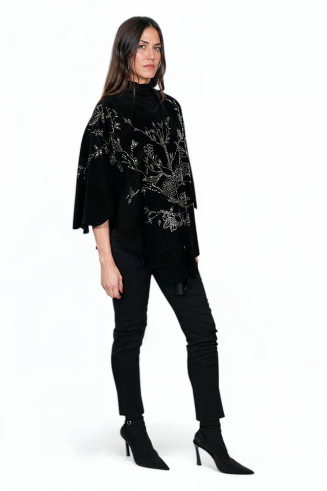 Valentino Embellished Black Velvet Cape