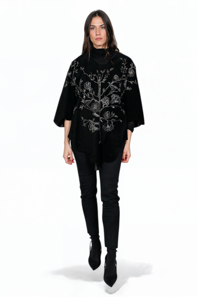 Valentino Embellished Black Velvet Cape