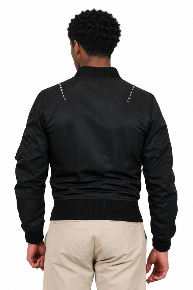 Valentino Rockstud Trimmed Nylon Bomber Jacket