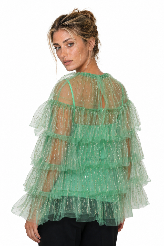 Valentino Garavani Tiered Tulle Embellished Top