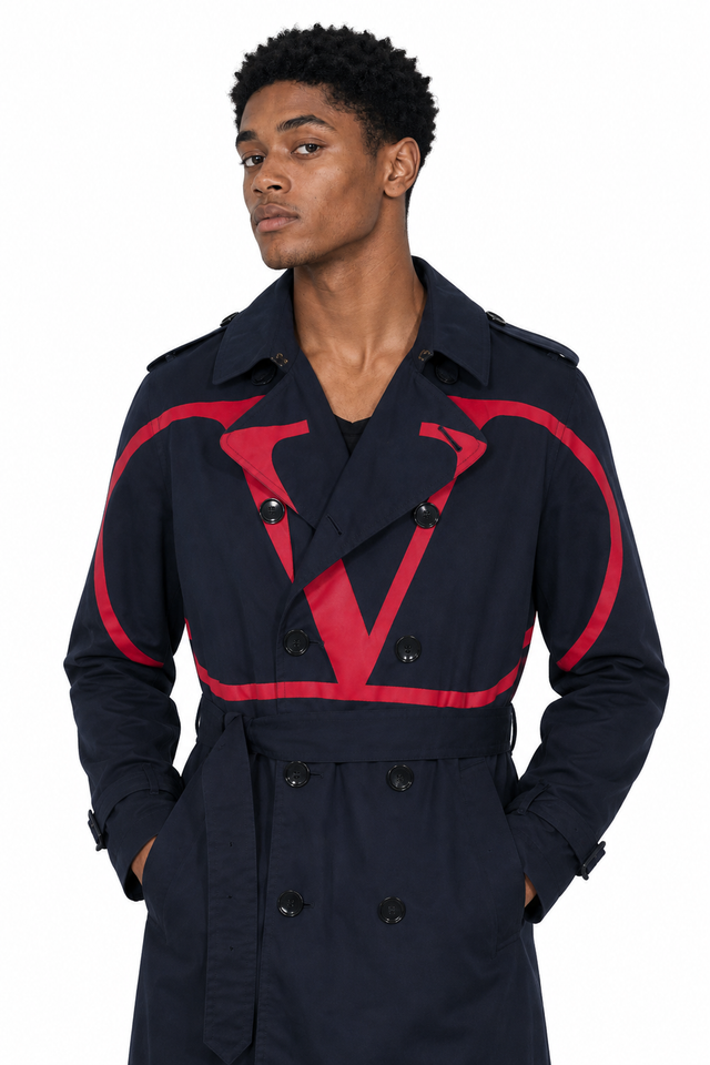 Valentino VLogo Graphic Double-Breasted Trench Coat