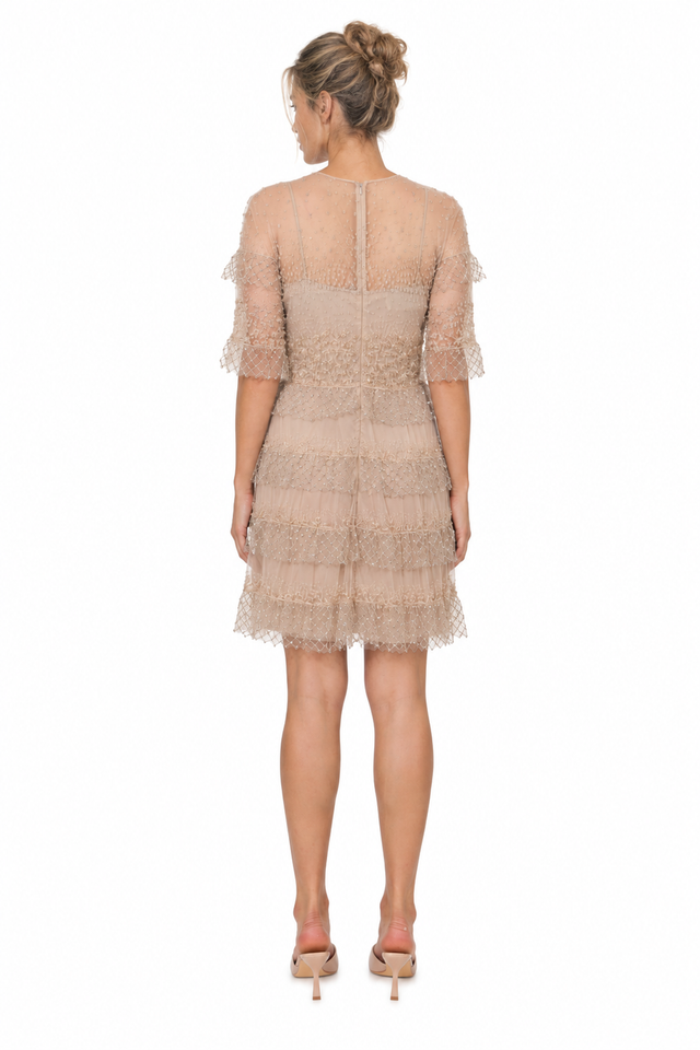 Valentino Tiered Sequined Mesh Mini Dress