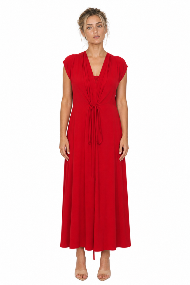 Valentino Garavani Front-Tie Draped Maxi Dress