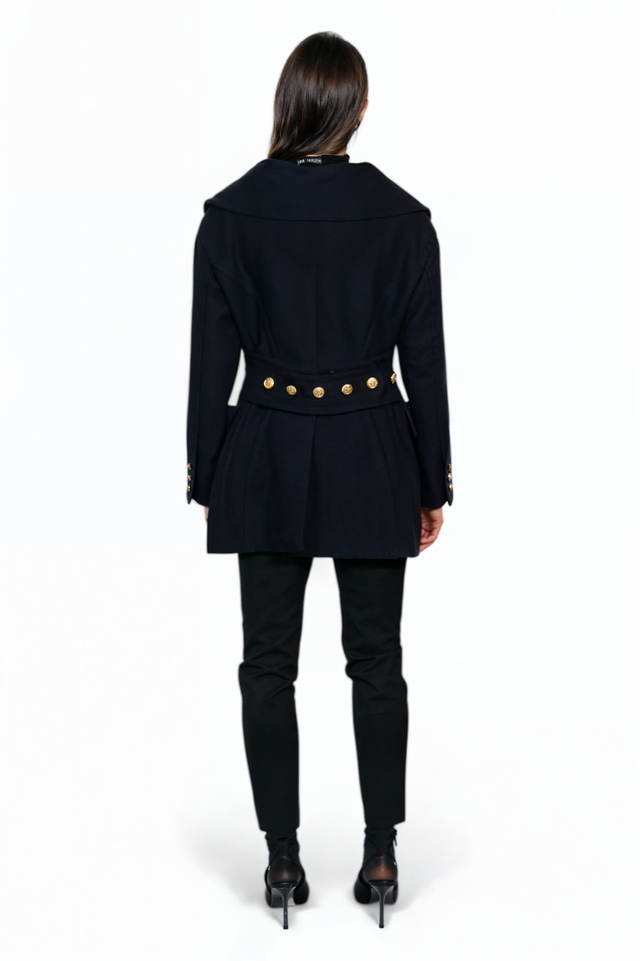 Valentino Navy Double-Breasted Wool Coat