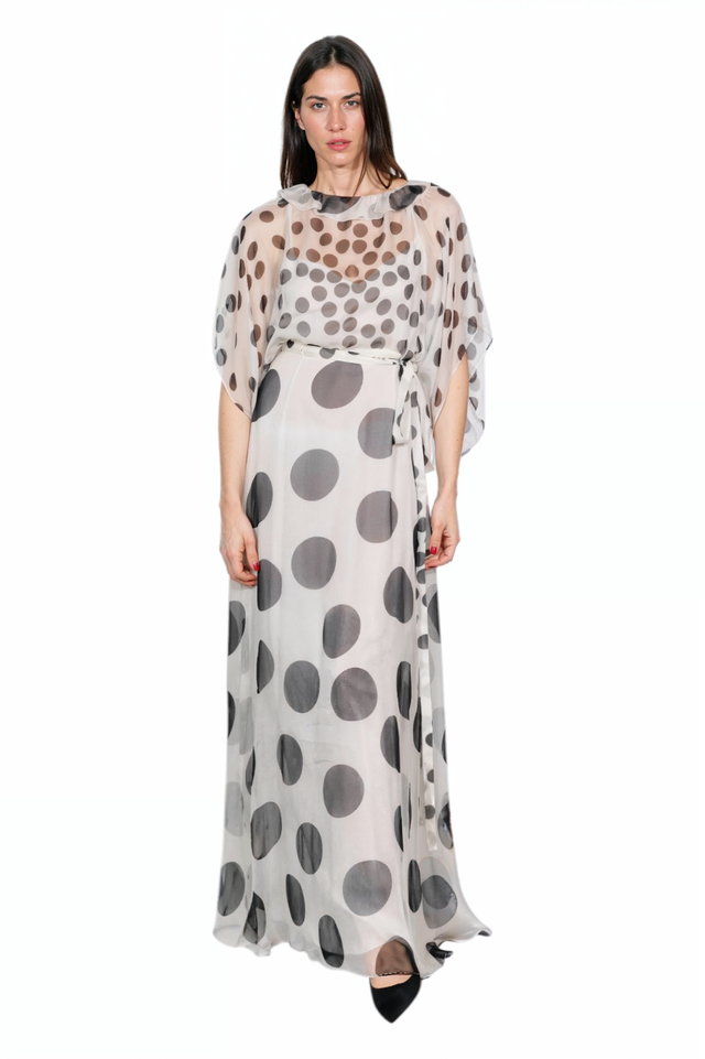 Valentino Sheer Polka Dot Maxi Dress