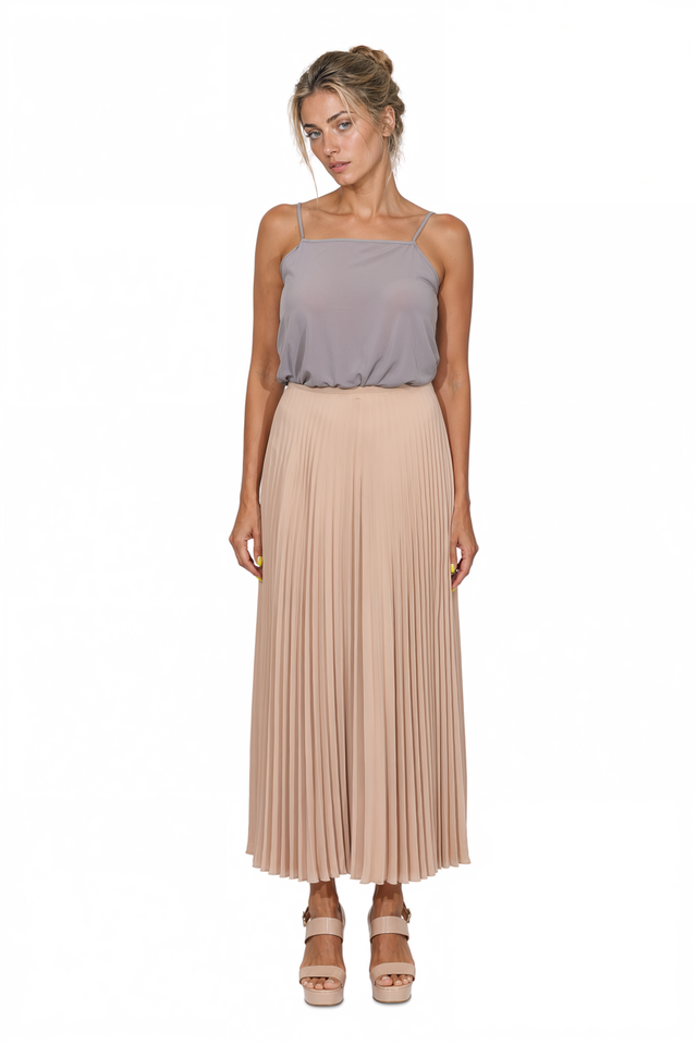 Valentino Two-Tone Pleated Cami Midi Dress