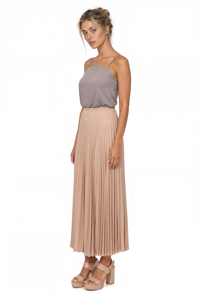 Valentino Two-Tone Pleated Cami Midi Dress