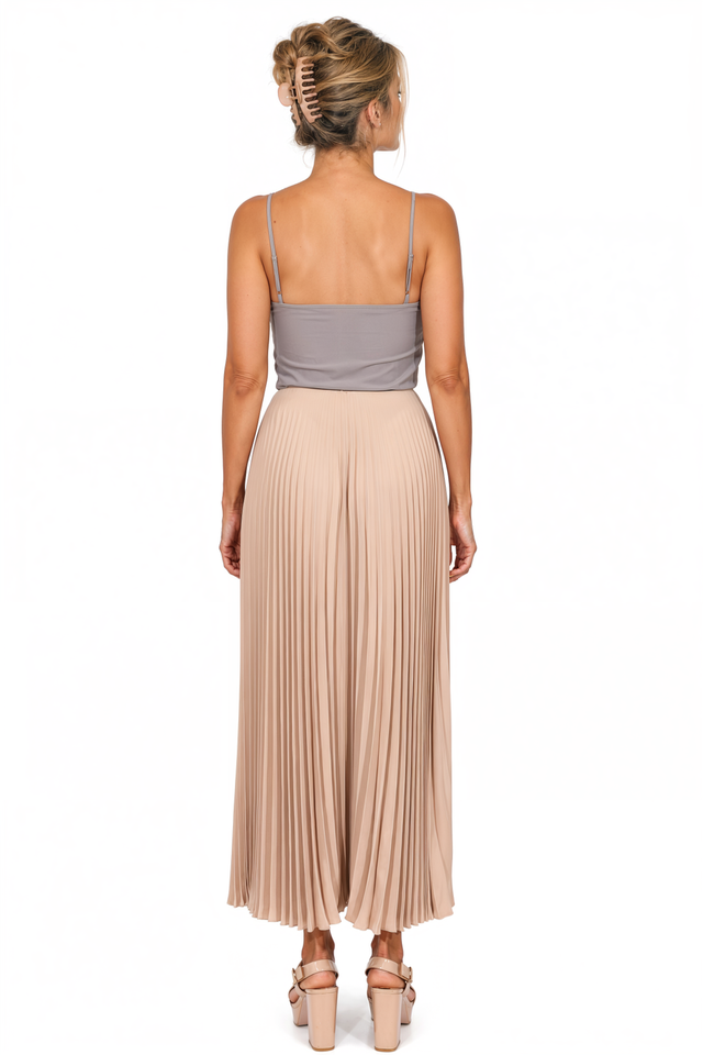 Valentino Two-Tone Pleated Cami Midi Dress