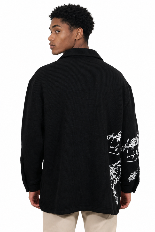 Valentino Graphic Sketch Wool-Blend Overshirt Jacket