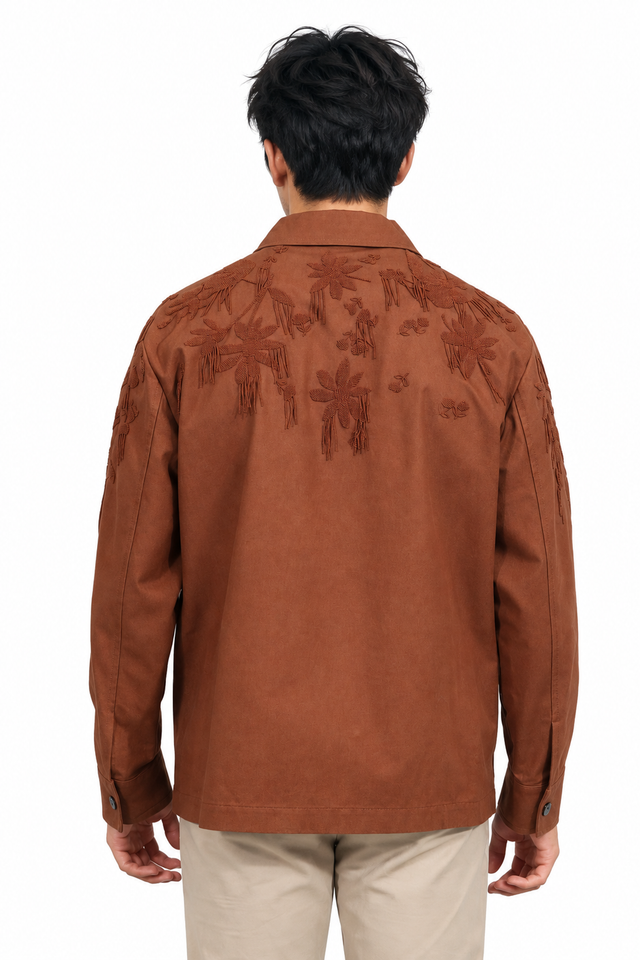 Valentino Fringe Floral Embroidered Field Jacket