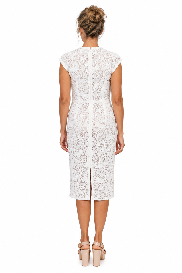 Valentino Heavy Lace Sleeveless Midi Dress
