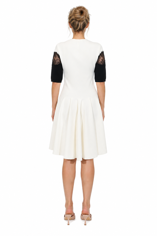Valentino Lace-Trim Knit A-Line Dress