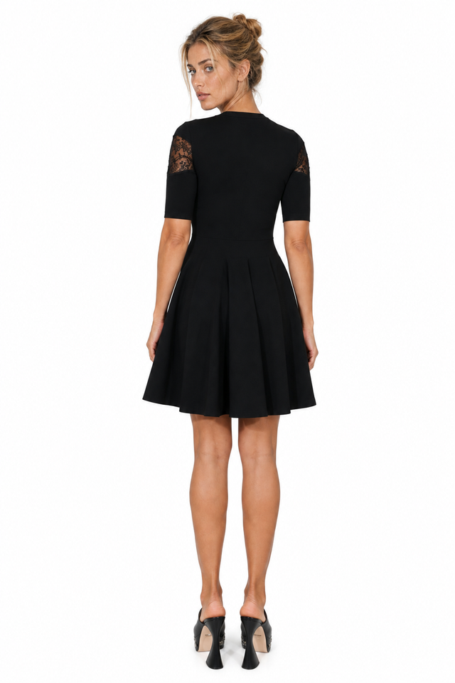 Valentino Lace-Trim Knit A-Line Dress