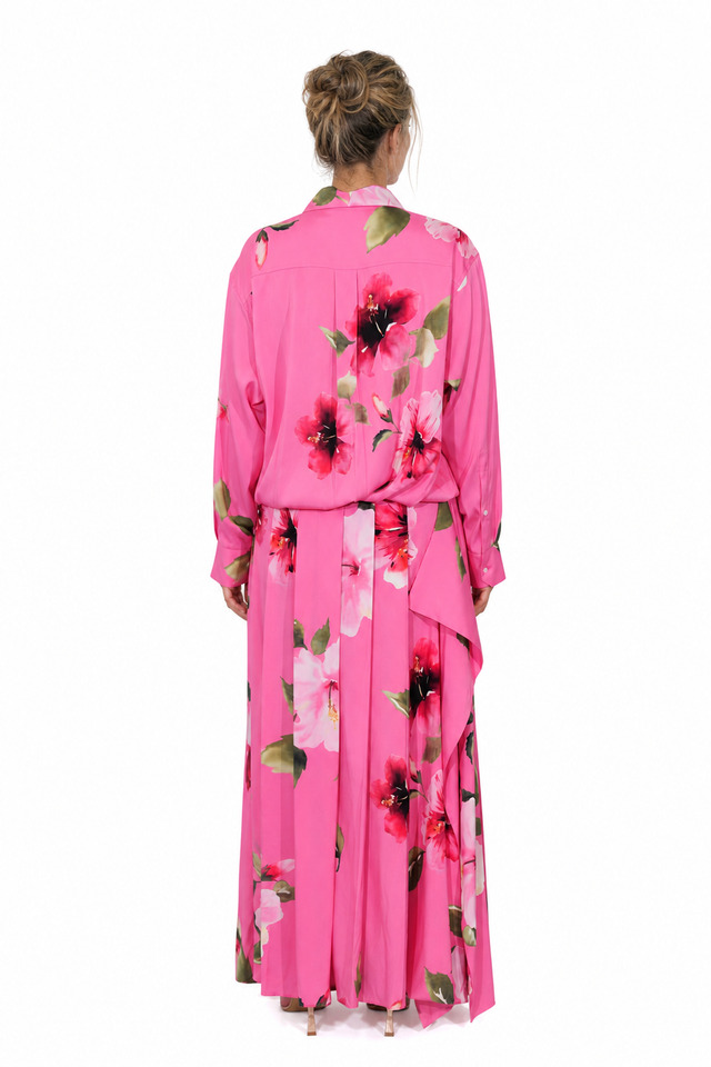 Valentino Garavani Hibiscus Print Silk Shirt & Maxi Skirt Set