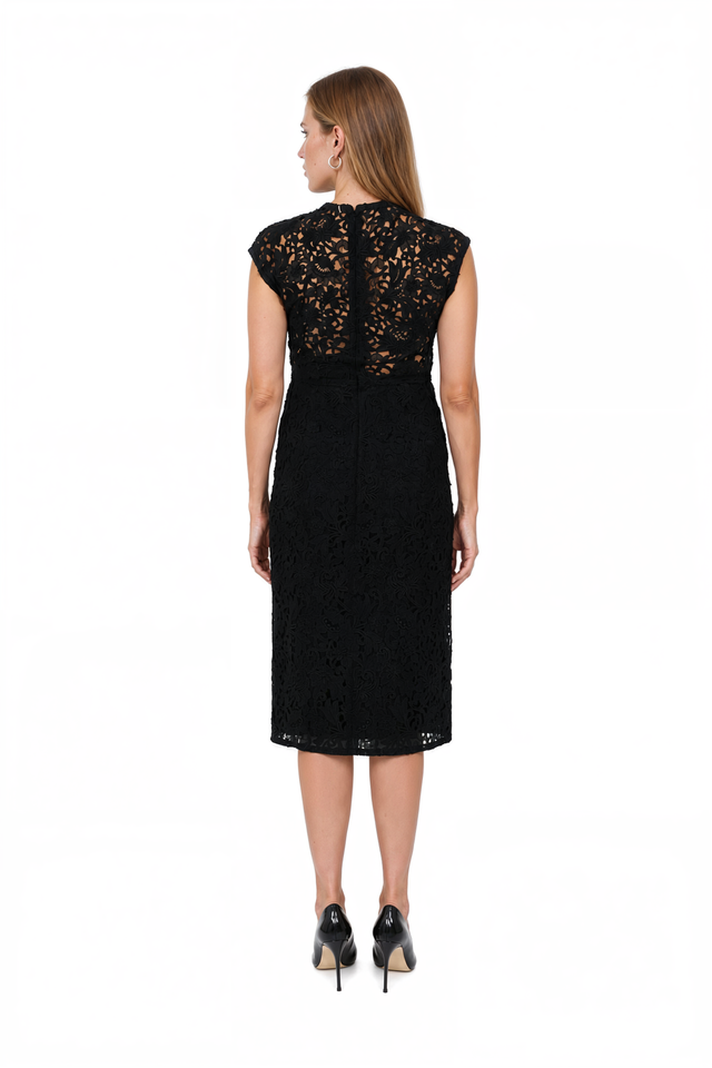 Valentino Heavy Lace Sleeveless Midi Dress