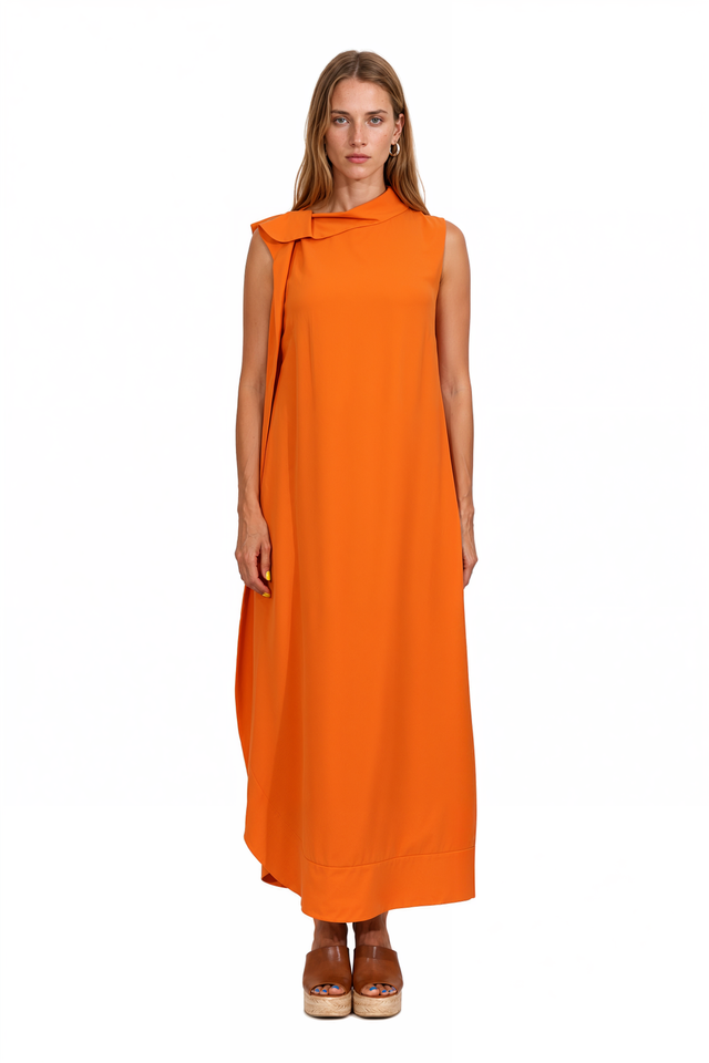 Valentino Sleeveless Draped Neckline Maxi Dress