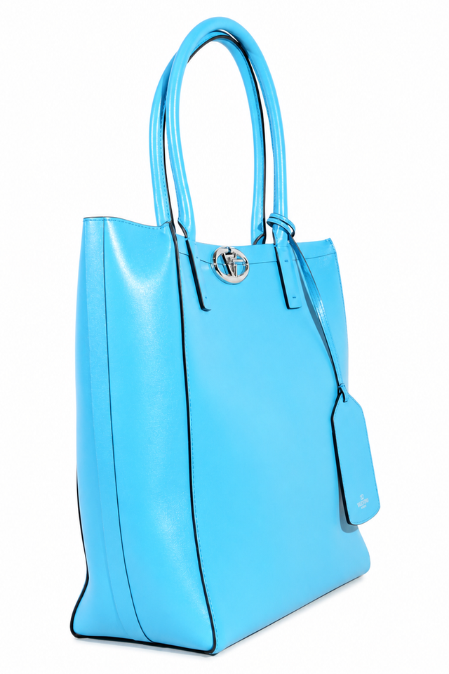 Valentino Garavani Escape VLogo Leather Tote Bag in Sky Blue