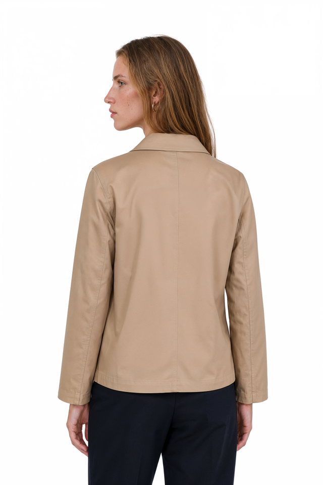 RED Valentino Cotton Utility Jacket in blue cotton twill with point collar and patch pockets