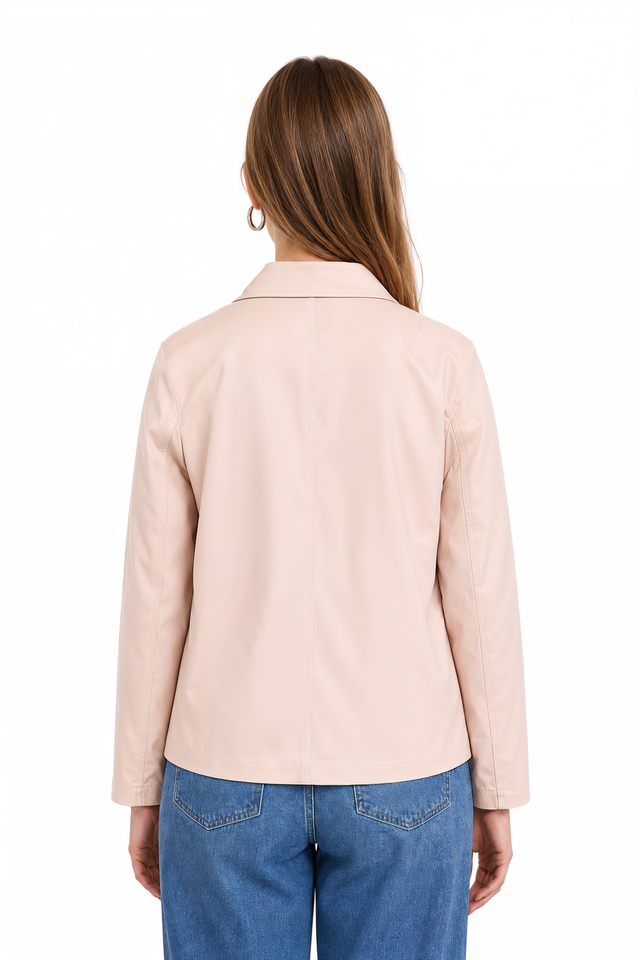 RED Valentino Cotton Utility Jacket in blue cotton twill with point collar and patch pockets