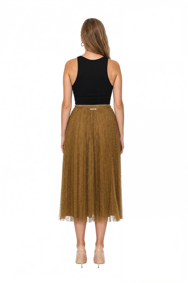 Red Valentino Polka Dot Tulle Midi Skirt