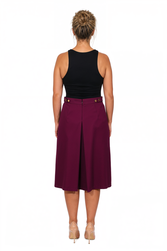 Valentino Pleated Cotton-Twill Midi Skirt