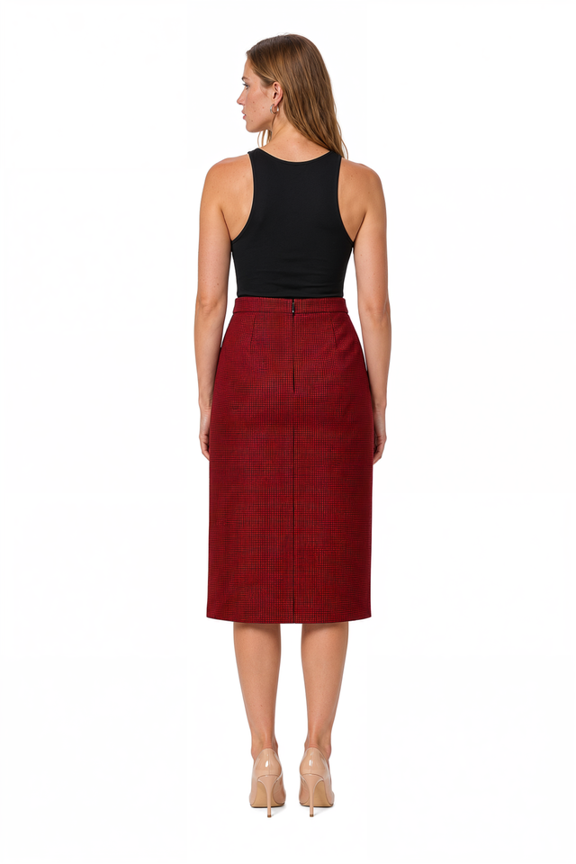 RED Valentino Plaid Midi Skirt