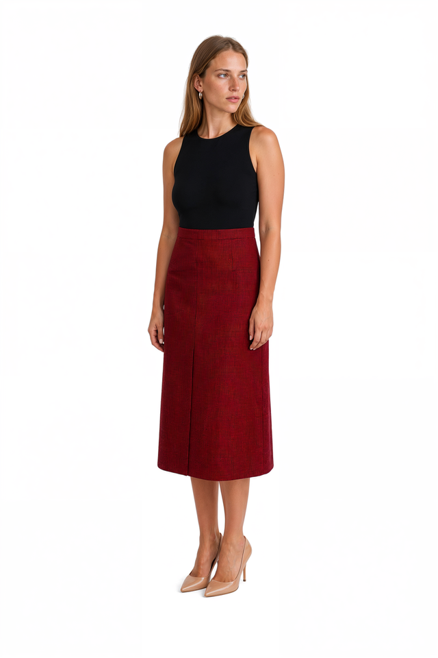 RED Valentino Plaid Midi Skirt
