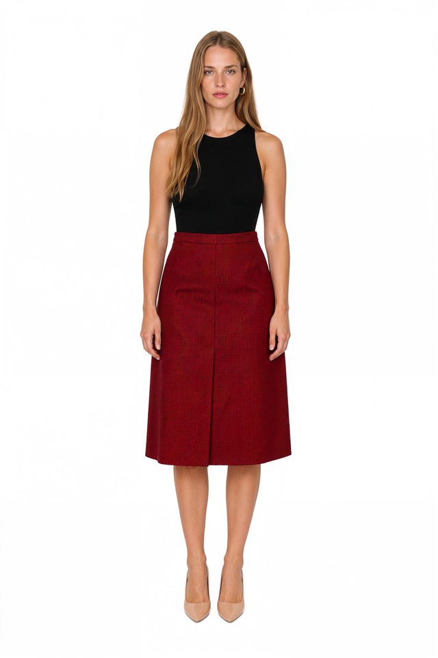 RED Valentino Plaid Midi Skirt