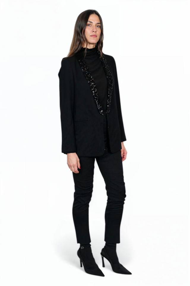 Fabiana Filippi Black Blazer with Sequin Lapel